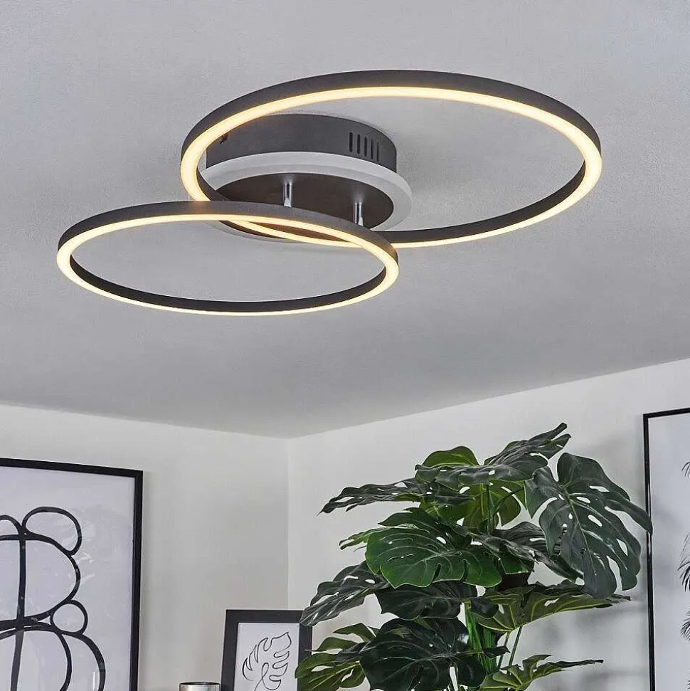 Plafonnier Lithgow Led Noir, 2 Lumieres, Telecommandes, Changeur De Couleurs