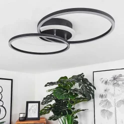 Plafonnier Lithgow Led Noir, 2 Lumieres, Telecommandes, Changeur De Couleurs