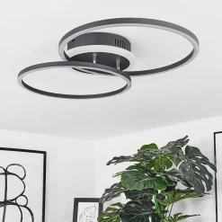 Plafonnier Lithgow Led Noir, 2 Lumieres, Telecommandes, Changeur De Couleurs