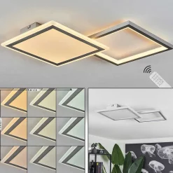 Plafonnier Longos Led Aluminium, 1 Lumiere, Telecommandes