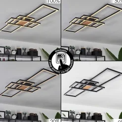 Plafonnier Longos Led Brun, Couleur Bois, Noir, 1 Lumiere