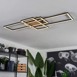 Plafonnier Longos Led Brun, Couleur Bois, Noir, 1 Lumiere