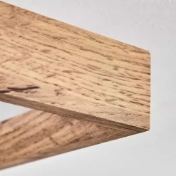 Plafonnier Longvic Led Brun, Couleur Bois, Noir, 1 Lumiere