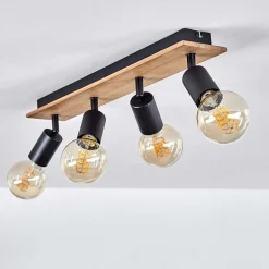 Plafonnier Maidford Bois Fonce, Noir, 4 Lumieres