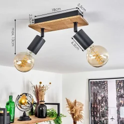 Plafonnier Maidford Ecru, Noir, 2 Lumieres