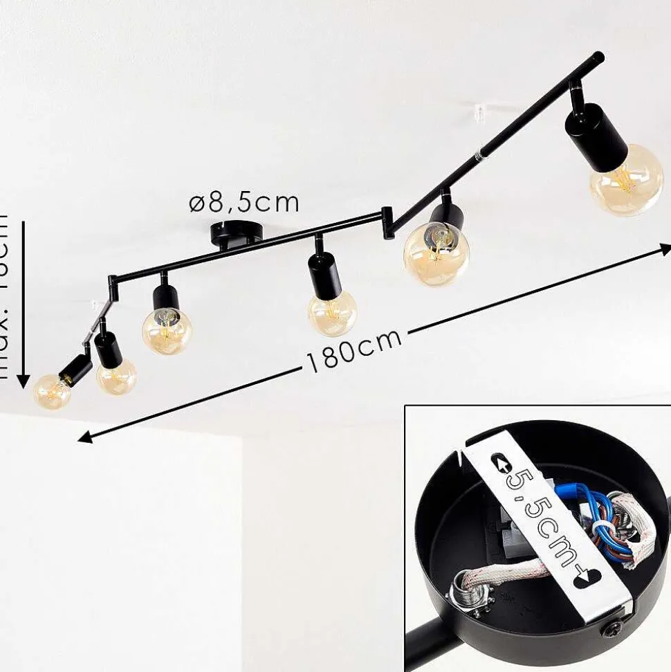 Plafonnier Maidford Noir, 6 Lumieres