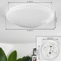 Plafonnier Melres Led Blanc, 1 Lumiere, Telecommandes