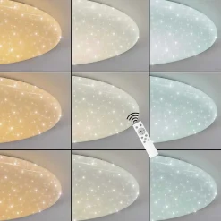 Plafonnier Mixta Led Blanc, 1 Lumiere, Telecommandes, Changeur De Couleurs