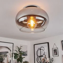 Plafonnier Molloy Chrome, Clair, Fume, 1 Lumiere