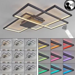 Plafonnier Momahaki Led Anthracite, 1 Lumiere, Telecommandes