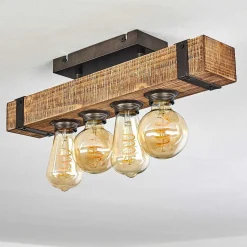 Plafonnier Montgomery Bois Fonce, Noir, 4 Lumieres