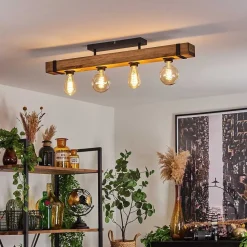 Plafonnier Montgomery Ecru, Noir, 4 Lumieres