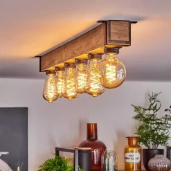 Plafonnier Montgomery Ecru, Noir, 6 Lumieres