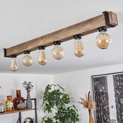 Plafonnier Montgomery Ecru, Noir, 6 Lumieres