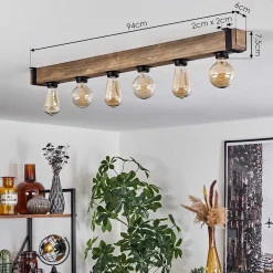 Plafonnier Montgomery Ecru, Noir, 6 Lumieres