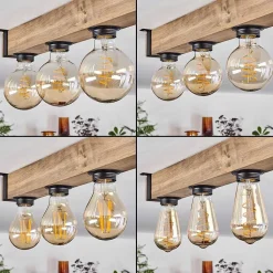 Plafonnier Montgomery Ecru, Noir, 6 Lumieres