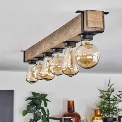 Plafonnier Montgomery Ecru, Noir, 6 Lumieres