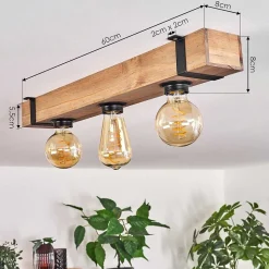 Plafonnier Montgomery Ecru, Noir, 3 Lumieres