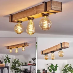 Plafonnier Montgomery Ecru, Noir, 3 Lumieres