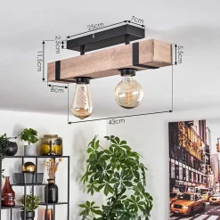 Plafonnier Montgomery Ecru, Noir, 2 Lumieres