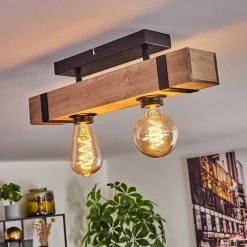 Plafonnier Montgomery Ecru, Noir, 2 Lumieres