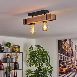 Plafonnier Montgomery Ecru, Noir, 2 Lumieres