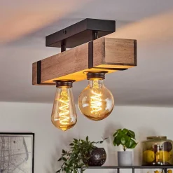 Plafonnier Montgomery Ecru, Noir, 2 Lumieres