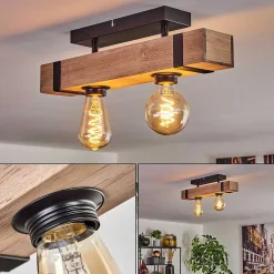 Plafonnier Montgomery Ecru, Noir, 2 Lumieres