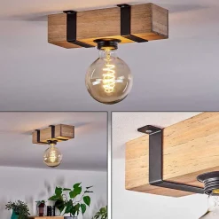 Plafonnier Montgomery Ecru, Noir, 1 Lumiere