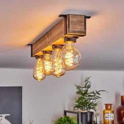 Plafonnier Montgomery Ecru, Noir, 4 Lumieres