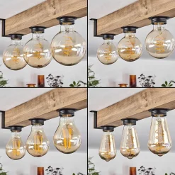 Plafonnier Montgomery Ecru, Noir, 4 Lumieres