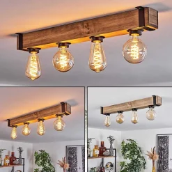 Plafonnier Montgomery Ecru, Noir, 4 Lumieres