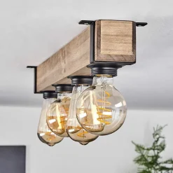 Plafonnier Montgomery Ecru, Noir, 4 Lumieres