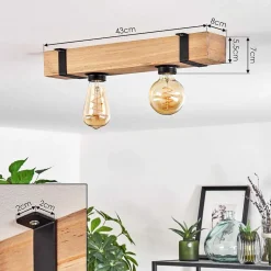 Plafonnier Montgomery Ecru, Noir, 2 Lumieres