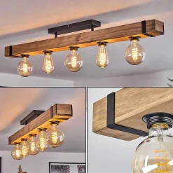 Plafonnier Montgomery Ecru, Noir, 5 Lumieres