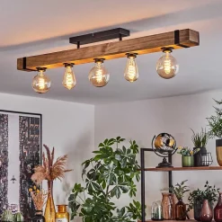 Plafonnier Montgomery Ecru, Noir, 5 Lumieres