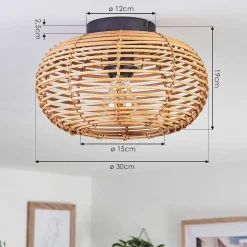 Plafonnier Mulstrand Ecru, Noir, 1 Lumiere