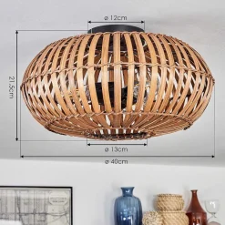 Plafonnier Oravi Brun Fonce, Ecru, Noir, 3 Lumieres