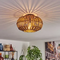 Plafonnier Oravi Brun Fonce, Ecru, Noir, 1 Lumiere