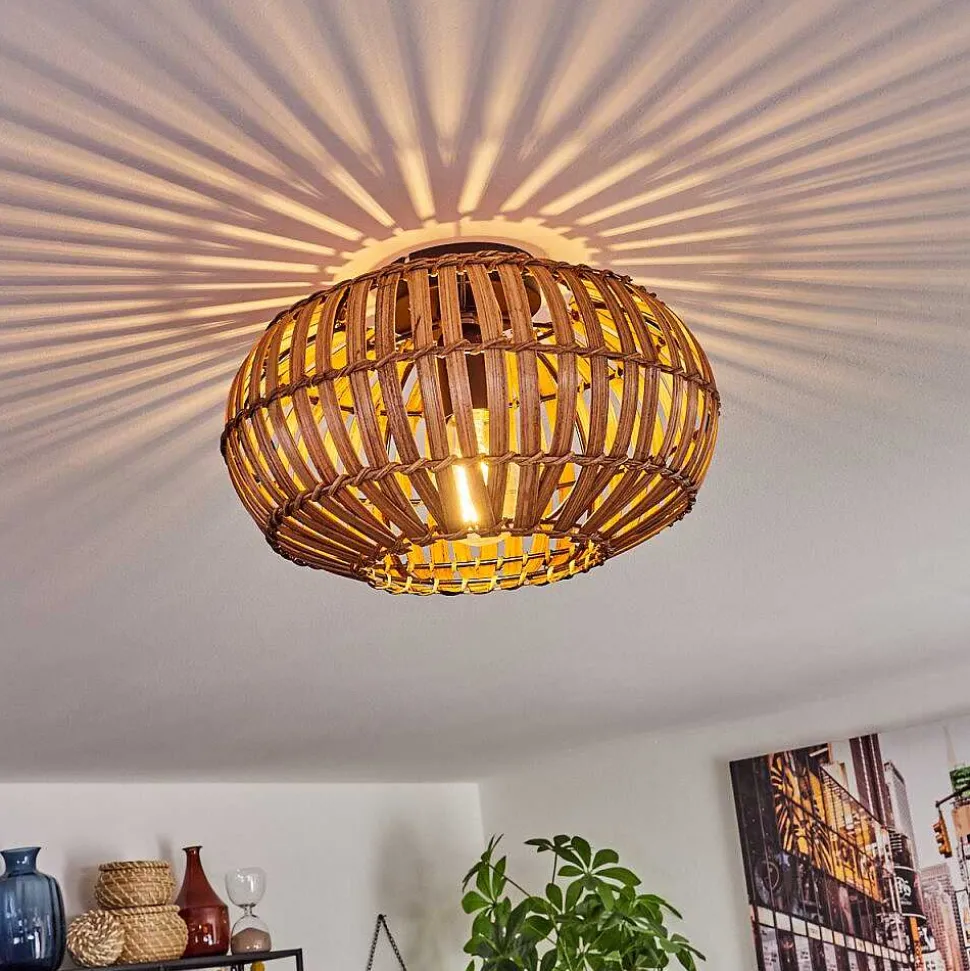 Plafonnier Oravi Brun Fonce, Ecru, Noir, 1 Lumiere