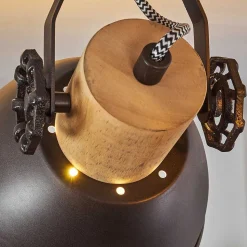 Plafonnier Orny Anthracite, Bois Clair, 3 Lumieres