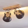 Plafonnier Orny Anthracite, Bois Clair, 2 Lumieres