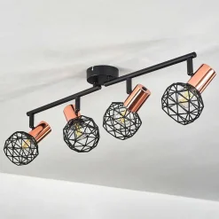 Plafonnier Palmira Cuivre, Noir, 4 Lumieres