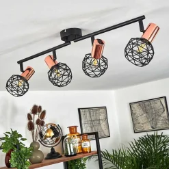 Plafonnier Palmira Cuivre, Noir, 4 Lumieres