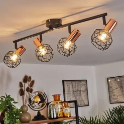 Plafonnier Palmira Cuivre, Noir, 4 Lumieres