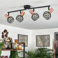 Plafonnier Palmira Cuivre, Noir, 4 Lumieres