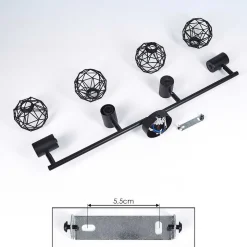 Plafonnier Palmira Noir, 4 Lumieres