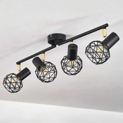 Plafonnier Palmira Or, Noir, 4 Lumieres