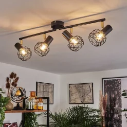 Plafonnier Palmira Or, Noir, 4 Lumieres