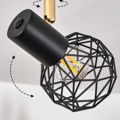 Plafonnier Palmira Or, Noir, 4 Lumieres